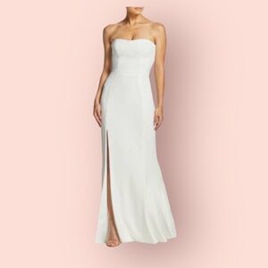 NWOT new Dress the Population Ellen Off white dress slit maxi gown